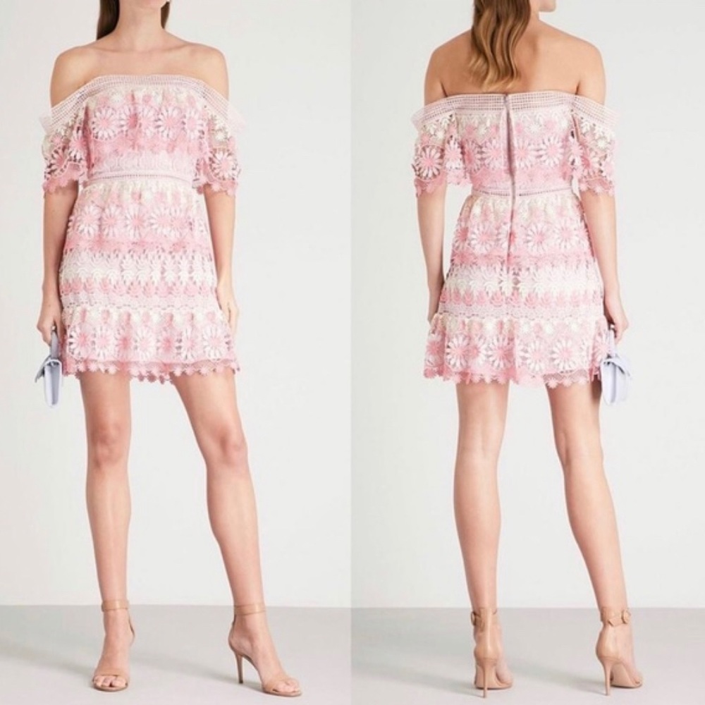 Self Portrait Off the shoulder flower lace dress